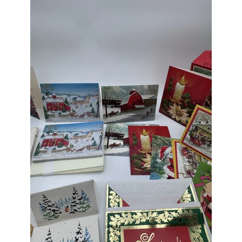 CUSTOM LOT ASSORTED 30s-70s (unused) VINTAGE CHRISTMAS GREETING CARDS W/ENVELOPE